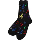 Socks, Women's Black with Multi Color Notes